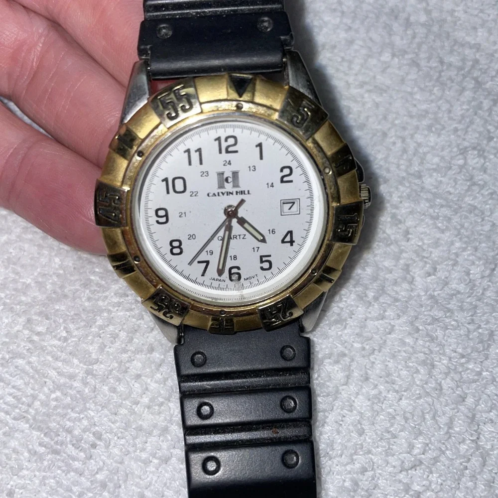Vintage Calvin Hill  Watch Mens Gold Silver Two Tone #c3